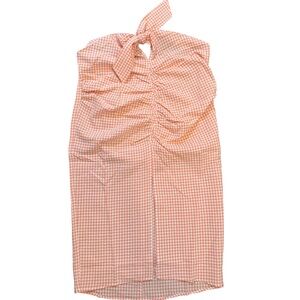 MNG Gingham Mini Dress Large Tie Strapless Cottage Vacation Summer Coquette NWT